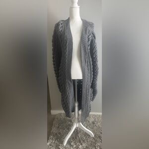 Burberry Cable Knit Long Sweater Coat/Cardigan Sz Large